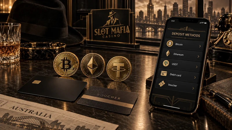 Crypto coins, a debit card and a prepaid voucher used for casino deposits